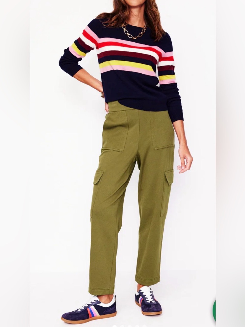 Boden Ponte Twill Tapered Trousers
Olive Green With Cargo Pockets Size US 8